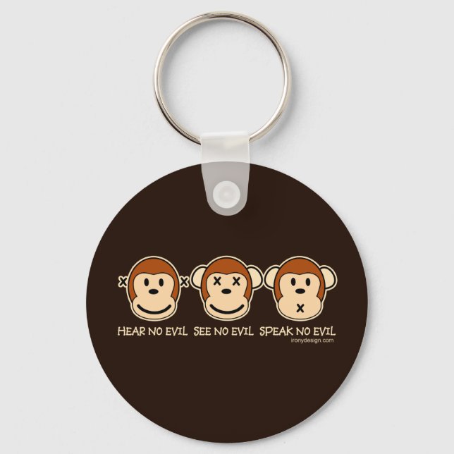 Hear No Evil Monkeys Cartoon Keychain (Front)