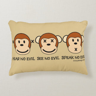 Hear No Evil Monkeys Decorative Pillow
