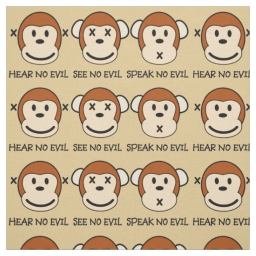Hear No Evil Monkeys Fabric