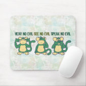 Hear No Evil Monkeys Greens Mouse Pad (With Mouse)