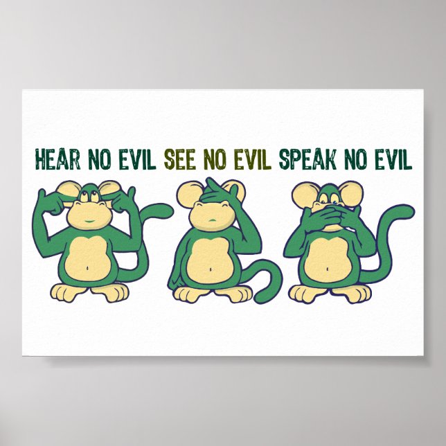 Hear No Evil Monkeys Greens Poster (Front)