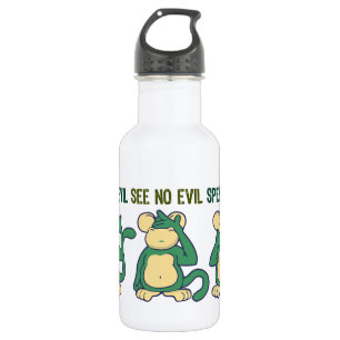Hear No Evil Monkeys Greens Stainless Steel Water Bottle