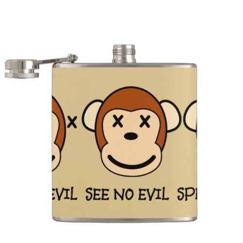 Hear No Evil Monkeys Hip Flask