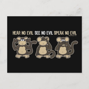 Hear No Evil Monkeys Humor Postcard