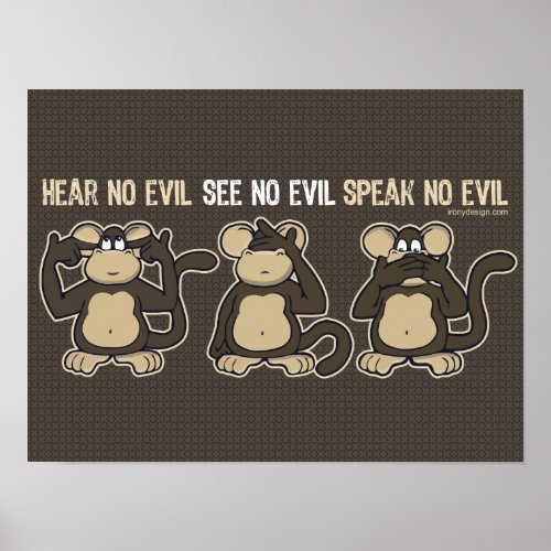Hear No Evil Monkeys Humor Poster