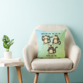 Hear No Evil Monkeys Humorous Blue Green Throw Pillow (Chair)