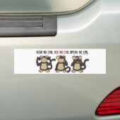 Hear No Evil Monkeys - New Bumper Sticker (On Car)