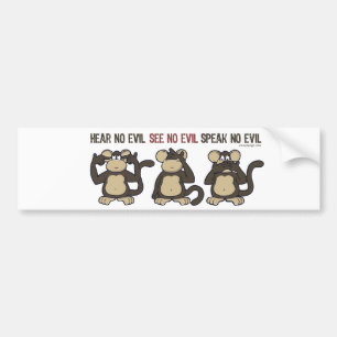 Hear No Evil Monkeys - New Bumper Sticker