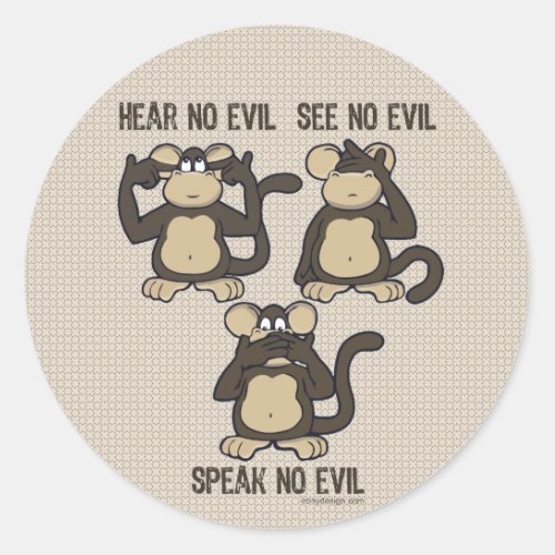 Hear No Evil Monkeys _ New Classic Round Sticker