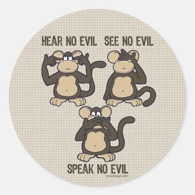 Hear No Evil Monkeys - New Classic Round Sticker (Front)