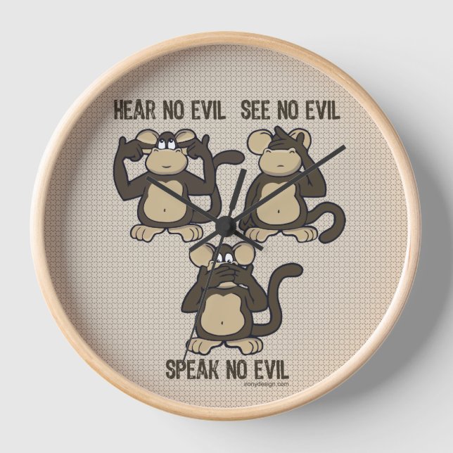 Hear No Evil Monkeys - New Clock (Front)