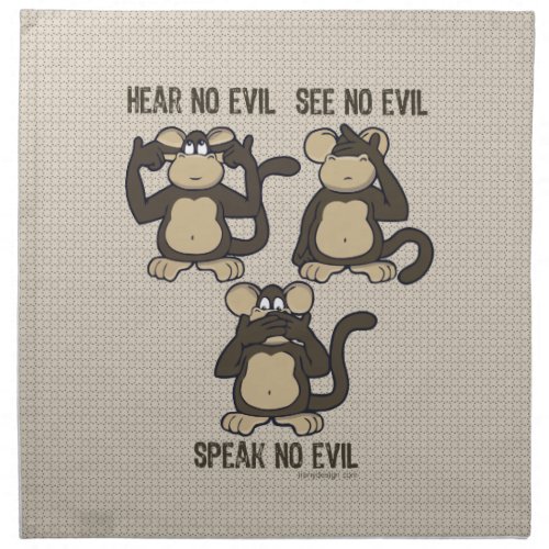 Hear No Evil Monkeys _ New Cloth Napkin