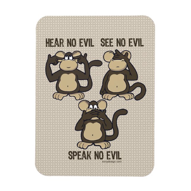 Hear No Evil Monkeys - New Magnet (Vertical)