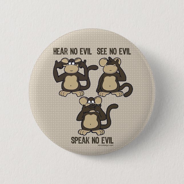 Hear No Evil Monkeys - New Pinback Button (Front)
