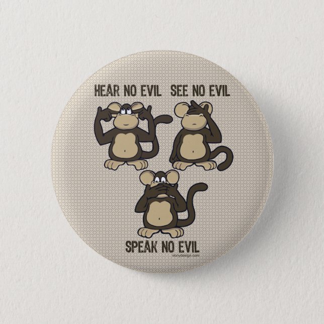 Hear No Evil Monkeys - New Pinback Button (Front)