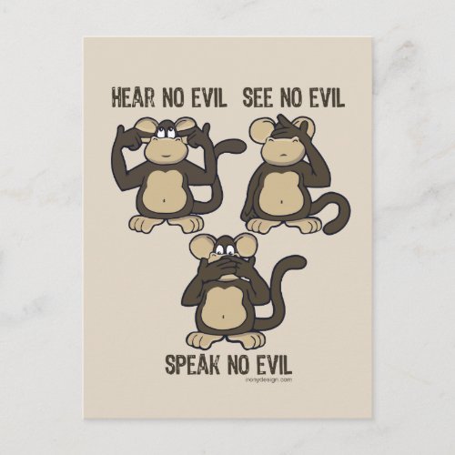 Hear No Evil Monkeys _ New Postcard