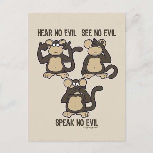 Hear No Evil Monkeys - New Postcard (Front)