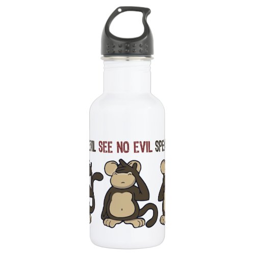 Hear No Evil Monkeys _ New Stainless Steel Water Bottle