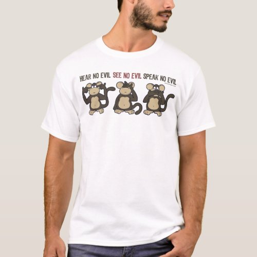 Hear No Evil Monkeys _ New T_Shirt