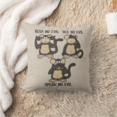 Hear No Evil Monkeys - New Throw Pillow (Blanket)