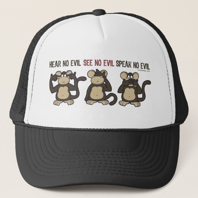 Hear No Evil Monkeys - New Trucker Hat (Front)