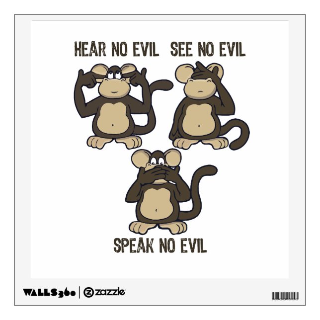 Hear No Evil Monkeys - New Wall Decal (Front)