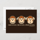 Hear No Evil Monkeys Postcard (Front/Back)