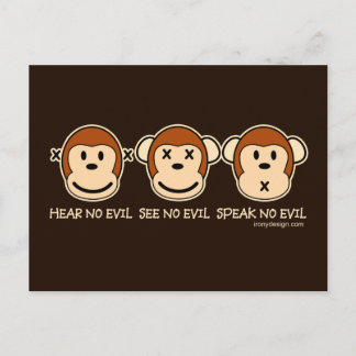 Hear No Evil Monkeys Postcard