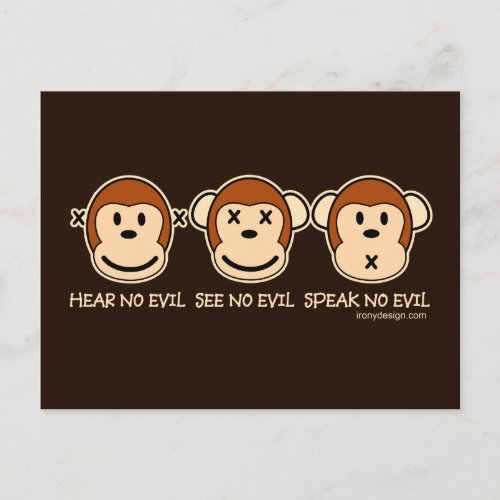 Hear No Evil Monkeys Postcard