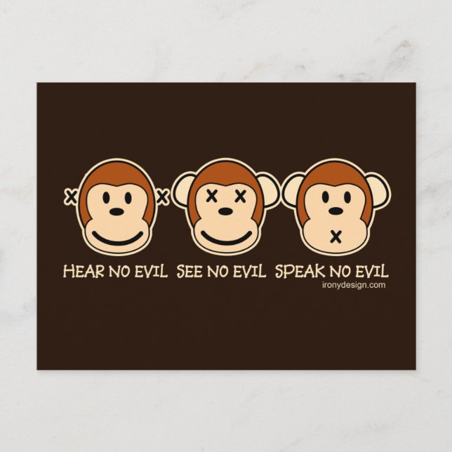 Hear No Evil Monkeys Postcard (Front)