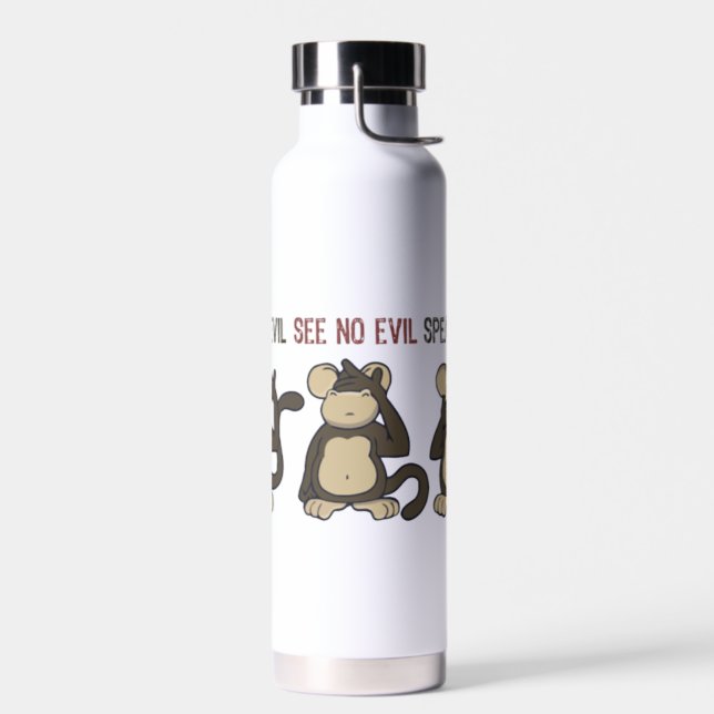 Hear No Evil Monkeys  Water Bottle (Left)