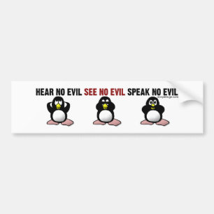 Hear No Evil Penguins Bumpersticker Bumper Sticker