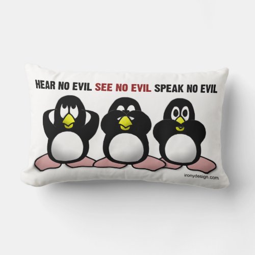 Hear No Evil See No Evil Speak No Evil Lumbar Pillow