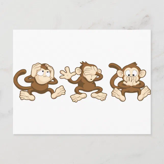 hear no evil, see no evil, speak no evil monkeys postcard | Zazzle