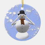 Hear No Evil Snowman Christmas Tree Decoration at Zazzle
