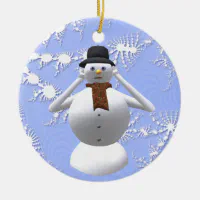 Ice Cube Snowman With Heart Tree Ornament