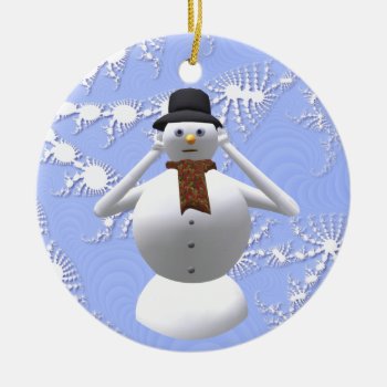 Hear No Evil Snowman Christmas Tree Decoration by DigitalDreambuilder at Zazzle