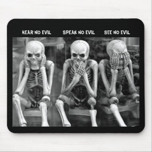 Hear No Evil - Speak No Evil - See No Evil Square Mouse Pad