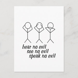 Hear No Evil Stick Figures Postcard