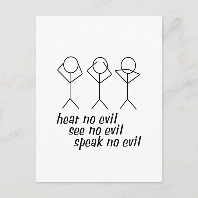 Hear No Evil Stick Figures Postcard (Front)
