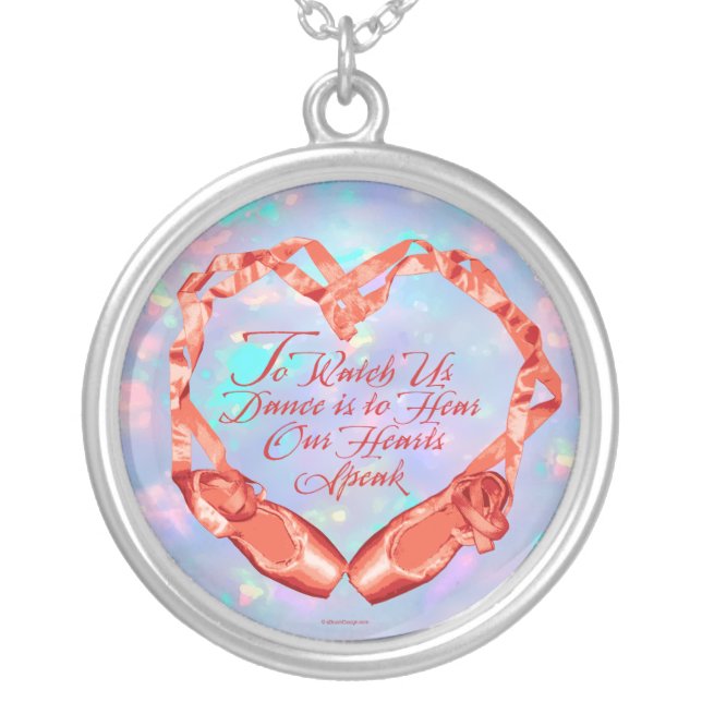 Hear Our Ballet Hearts Silver Plated Necklace (Front)