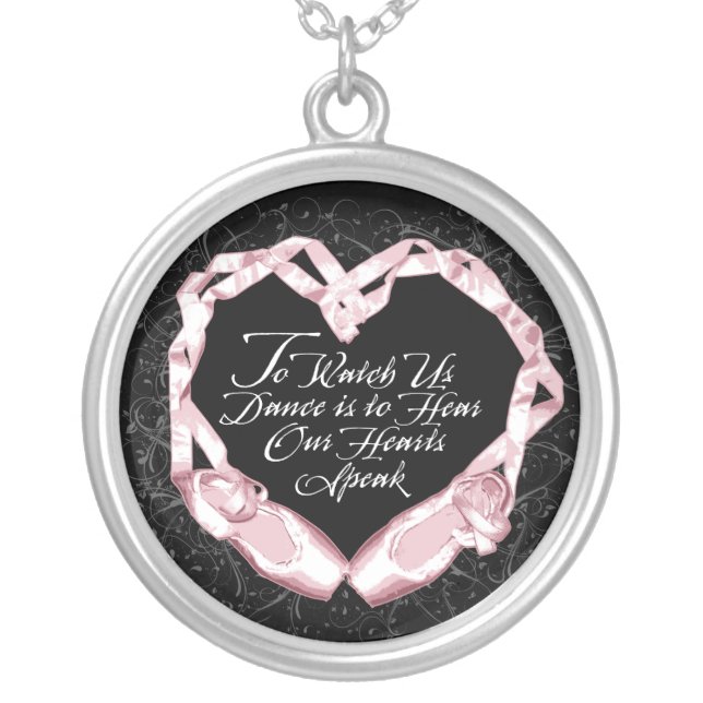 Hear Our Ballet Hearts Silver Plated Necklace (Front)