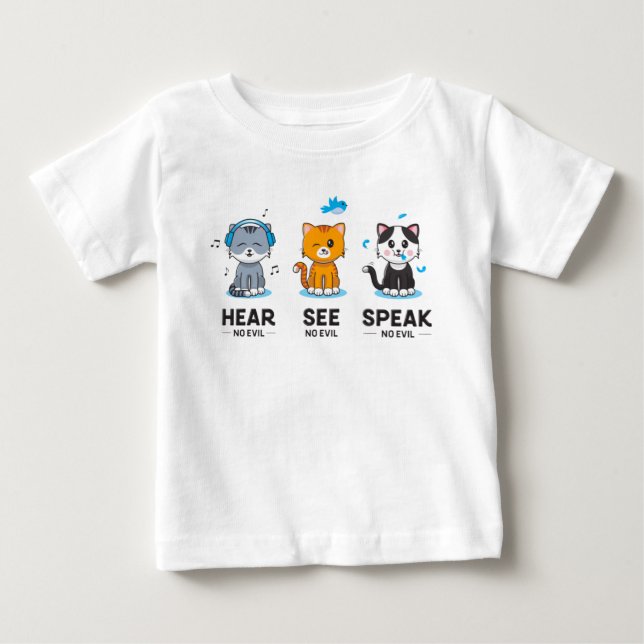 Hear See Speak No Evil Cats Baby Top T-shirt (Front)