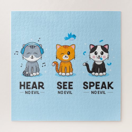 Hear See Speak No Evil Cats Puzzle 20x20