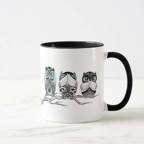 Hear See Speak No Evil Owls Mug