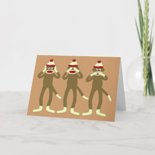 Hear, See, Speak No Evil Sock Monkeys Card