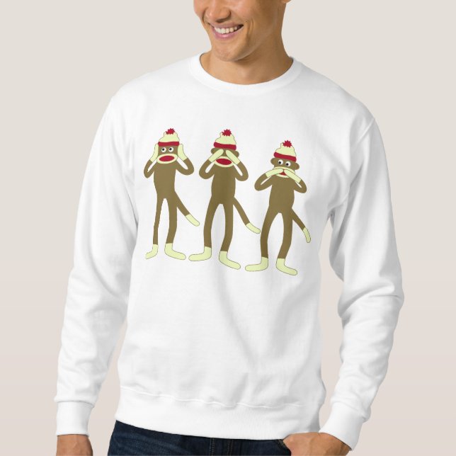 Hear, See, Speak No Evil Sock Monkeys Sweatshirt (Front)