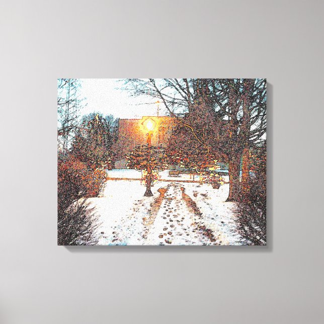 "HEAR THE SNOW CRUNCH" WINTER LAMPLIGHT CANVAS PRINT (Front)