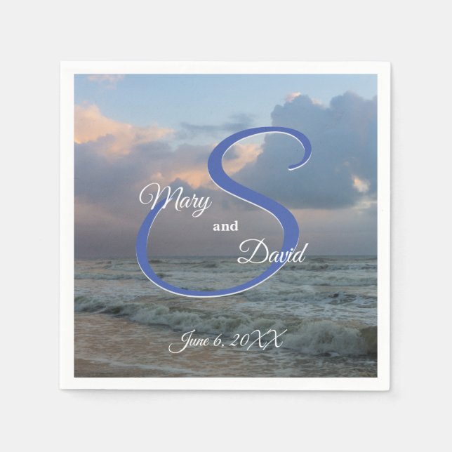 Hear The Waves Wedding Napkins (Front)