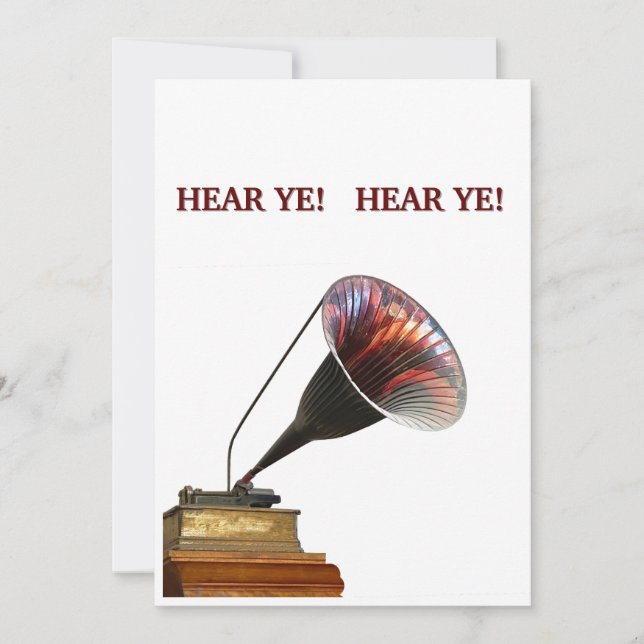 HEAR YE! announce events days PERSONALIZE Invitation (Front)